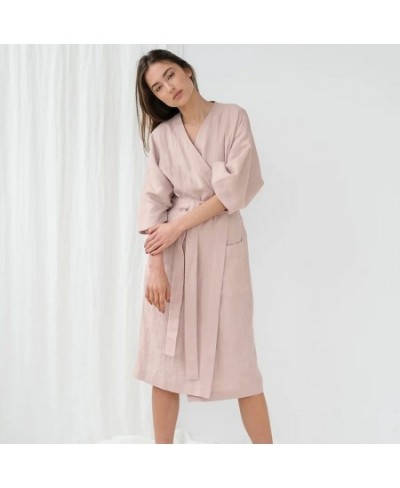 Sexy Women Cotton Komono Robe Solid Ladies Medium Sleeve Bathrobe Simple Relaxed Comfortable Home Wear Sweat SPA Robes $43.40...