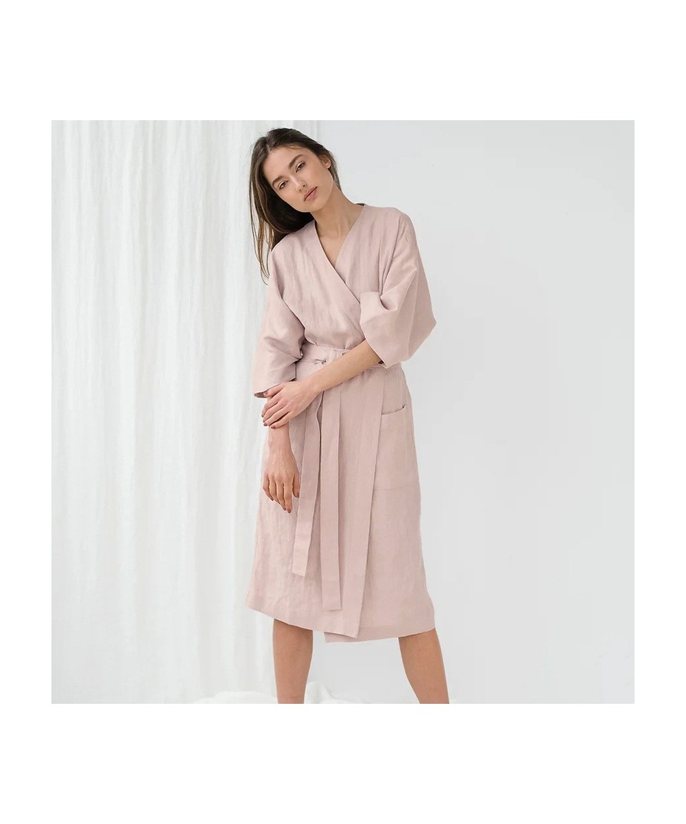 Sexy Women Cotton Komono Robe Solid Ladies Medium Sleeve Bathrobe Simple Relaxed Comfortable Home Wear Sweat SPA Robes $43.40...