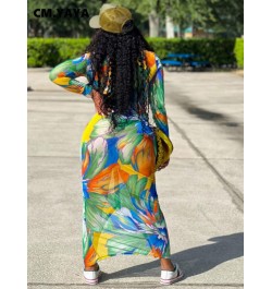 Women Floral Print Single Breasted Turn-down Neck Lapel Long Sleeve Bodycon Midi Chic Maxi Long Shirt Style Dress $46.28 - Dr...