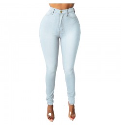 Fashion High-Waist Women'S Jeans 2022 New Slim Denim Pencil Pants Stretch Full Length Skinny Pants Solid Color Casual Trouser...