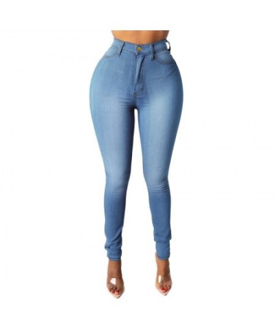 Fashion High-Waist Women'S Jeans 2022 New Slim Denim Pencil Pants Stretch Full Length Skinny Pants Solid Color Casual Trouser...