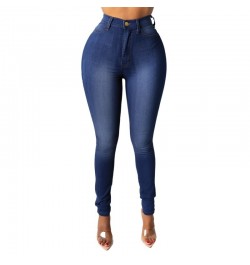 Fashion High-Waist Women'S Jeans 2022 New Slim Denim Pencil Pants Stretch Full Length Skinny Pants Solid Color Casual Trouser...