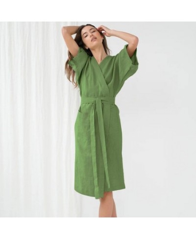 Sexy Women Cotton Komono Robe Solid Ladies Medium Sleeve Bathrobe Simple Relaxed Comfortable Home Wear Sweat SPA Robes $43.40...