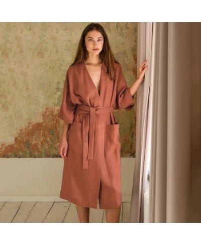 Sexy Women Cotton Komono Robe Solid Ladies Medium Sleeve Bathrobe Simple Relaxed Comfortable Home Wear Sweat SPA Robes $43.40...