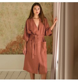 Sexy Women Cotton Komono Robe Solid Ladies Medium Sleeve Bathrobe Simple Relaxed Comfortable Home Wear Sweat SPA Robes $43.40...