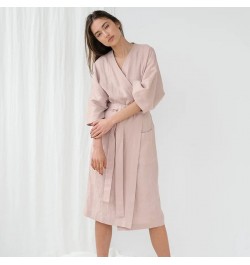 Sexy Women Cotton Komono Robe Solid Ladies Medium Sleeve Bathrobe Simple Relaxed Comfortable Home Wear Sweat SPA Robes $43.40...