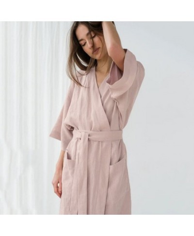 Sexy Women Cotton Komono Robe Solid Ladies Medium Sleeve Bathrobe Simple Relaxed Comfortable Home Wear Sweat SPA Robes $43.40...