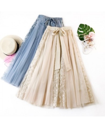 2023 Ins New Summer Skirts Women Long Mesh Skirts Fashion Women Lace Long Skirt $35.84 - Skirts