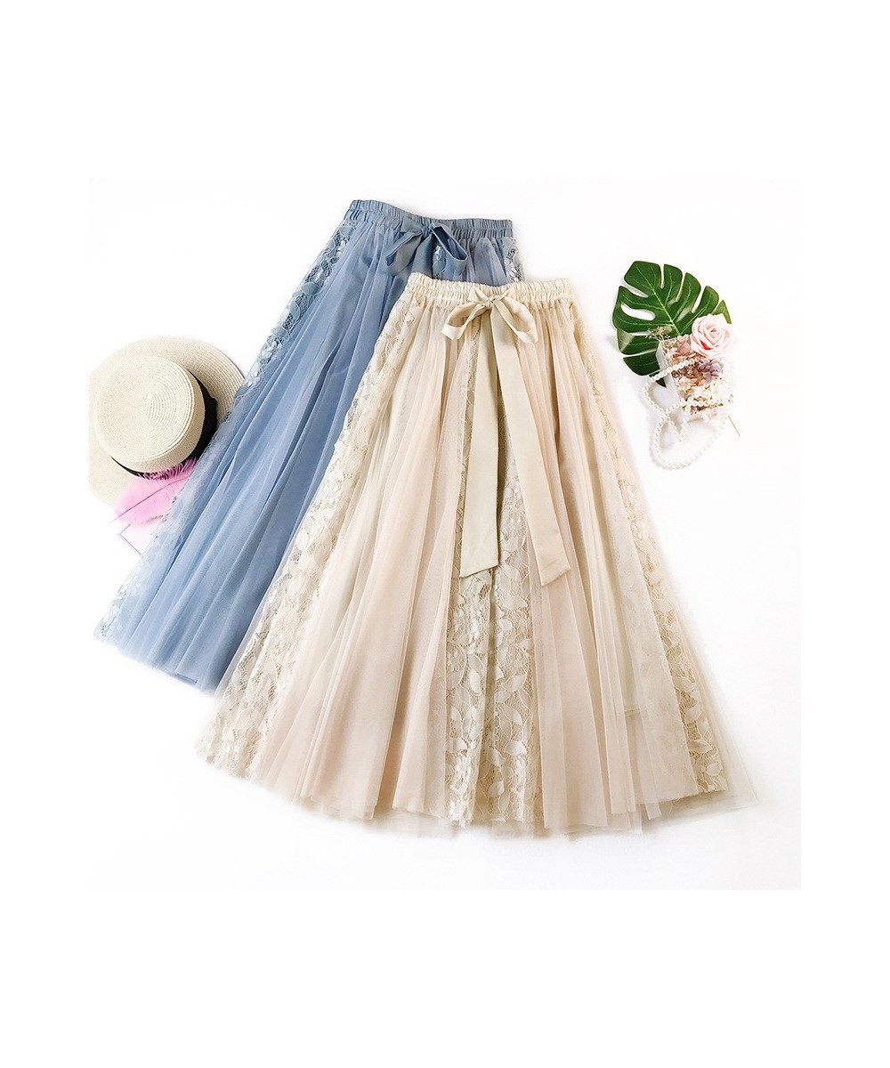 2023 Ins New Summer Skirts Women Long Mesh Skirts Fashion Women Lace Long Skirt $35.84 - Skirts