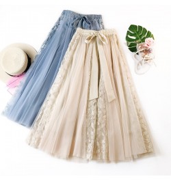 2023 Ins New Summer Skirts Women Long Mesh Skirts Fashion Women Lace Long Skirt $35.84 - Skirts