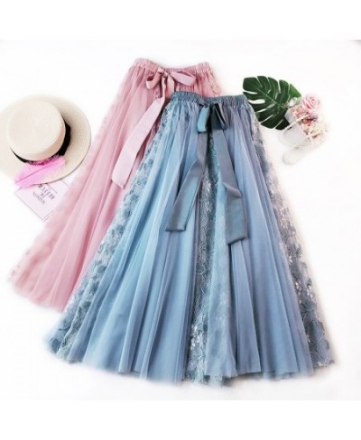 2023 Ins New Summer Skirts Women Long Mesh Skirts Fashion Women Lace Long Skirt $35.84 - Skirts