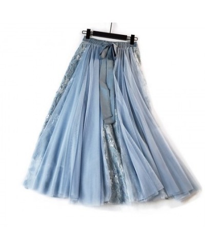 2023 Ins New Summer Skirts Women Long Mesh Skirts Fashion Women Lace Long Skirt $35.84 - Skirts