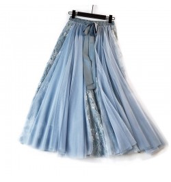 2023 Ins New Summer Skirts Women Long Mesh Skirts Fashion Women Lace Long Skirt $35.84 - Skirts