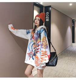 Thin Fashion Casual Hoodies Women 2022 Spring Autumn Korean Loose Lazy Graffiti Student Hooded Long-sleeved Jacket Sweatshirt...