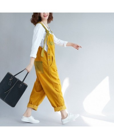 New basic vintage corduroy women jumpsuit casual plus size loose harem pants classic overalls fashion adjustable sling romper...