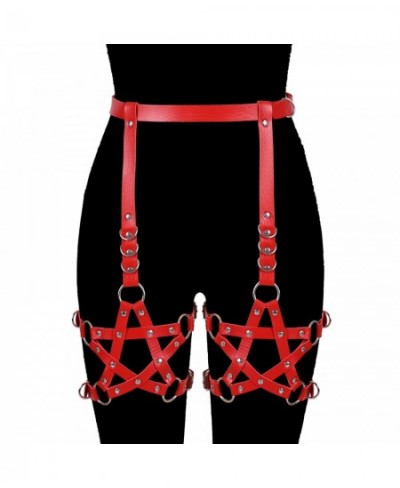 Pentagram Pu Leather Harness Leg Garters Lingerie Sexy Erotic Harness Belt Bondage Lingerie Suspender Belt Gothic Punk Style ...