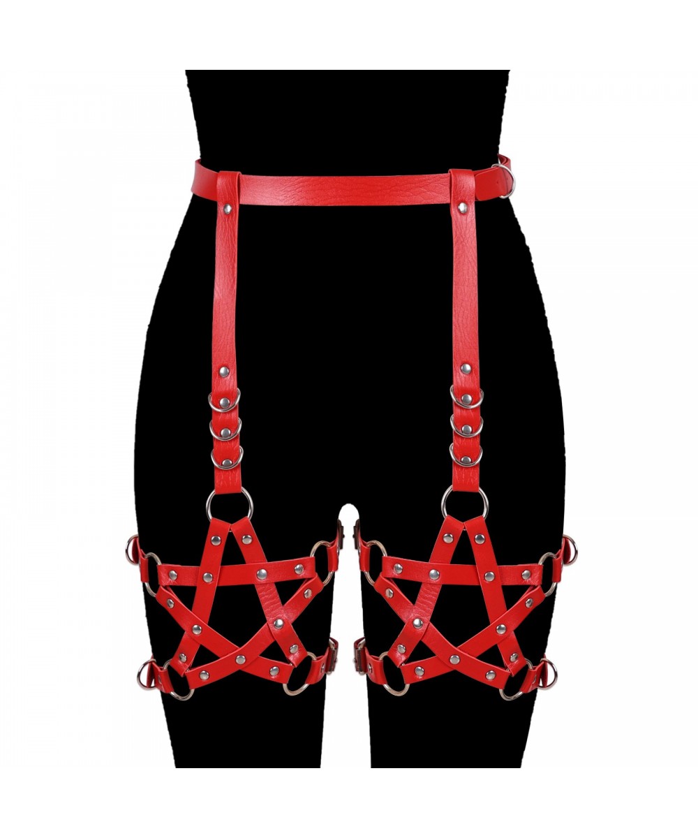 Pentagram Pu Leather Harness Leg Garters Lingerie Sexy Erotic Harness Belt Bondage Lingerie Suspender Belt Gothic Punk Style ...