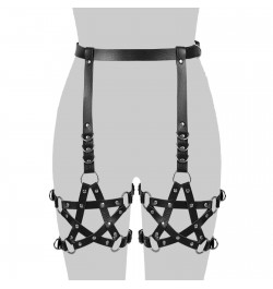 Pentagram Pu Leather Harness Leg Garters Lingerie Sexy Erotic Harness Belt Bondage Lingerie Suspender Belt Gothic Punk Style ...