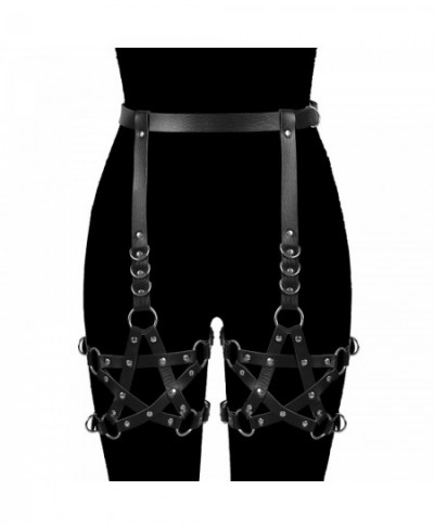 Pentagram Pu Leather Harness Leg Garters Lingerie Sexy Erotic Harness Belt Bondage Lingerie Suspender Belt Gothic Punk Style ...