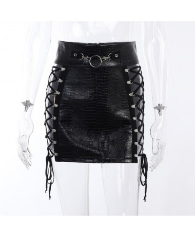 Gothic Skirts Bandage Micro Mini Skirt Extreme Sexy Grunge Clothes Y2k Hollow Out Vintage Skirt Slim Fit Aesthetic Draw Rope ...