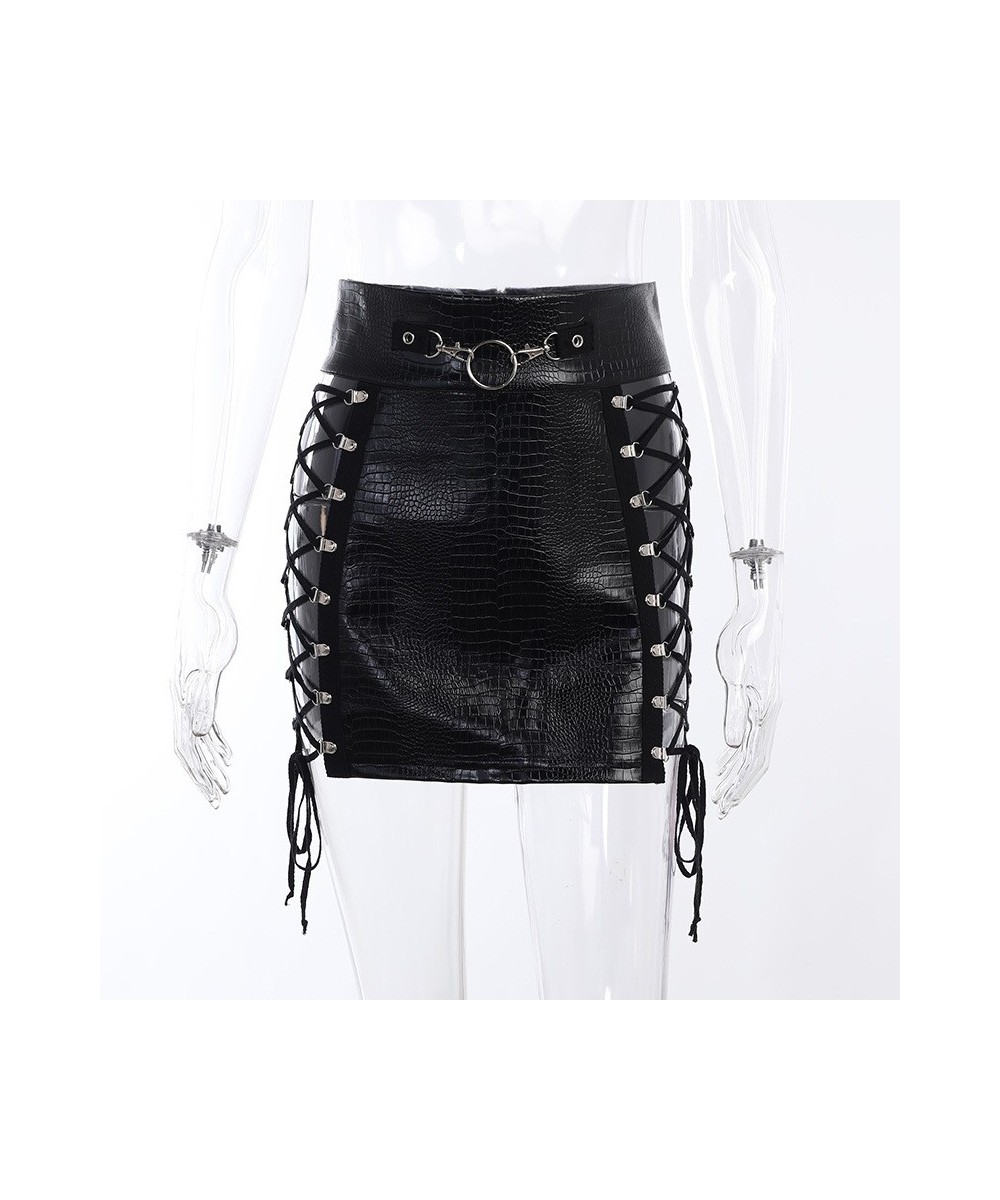 Gothic Skirts Bandage Micro Mini Skirt Extreme Sexy Grunge Clothes Y2k Hollow Out Vintage Skirt Slim Fit Aesthetic Draw Rope ...