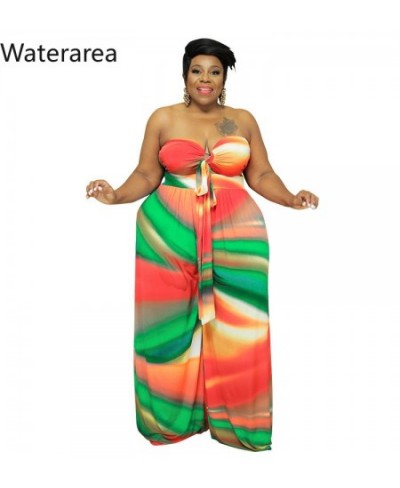 Plus Size Female Clothing Sexy Strapless Crop Topwith Wide Leg Pants Suit Casual Tie Dyeing Print Loose Two Piece Set $49.37 ...