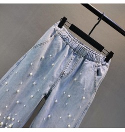 Rivet Jeans Women's Fashion 2023 Summer New Harem Pants Loose Tight Waist Beaded Leggings Women's Denim Trousers $51.03 - Jeans