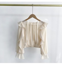 Solid Fairy Ruffles Shirts Blouses Flare Long Sleeve Blusas Mujer Elegant Fashion Shirt Tops 2023 Spring New Clothes Women $5...