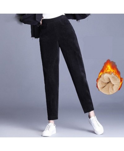 Thick Plush Corduroy Coat Casual Pants Women Warm Autumn Winter Trouser High Waist All-match Harem Pants Solid Color Trousers...