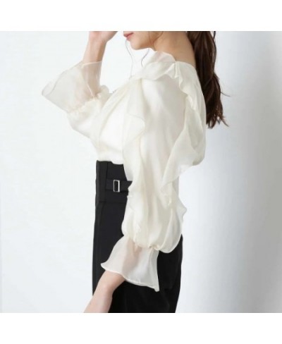 Solid Fairy Ruffles Shirts Blouses Flare Long Sleeve Blusas Mujer Elegant Fashion Shirt Tops 2023 Spring New Clothes Women $5...