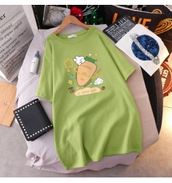 Cotton Plus Size T-shirt Dress Summer Female Cartoon Printing Mid-length Short Sleeve Tshirt Loose Round Neck Dress Top $34.1...