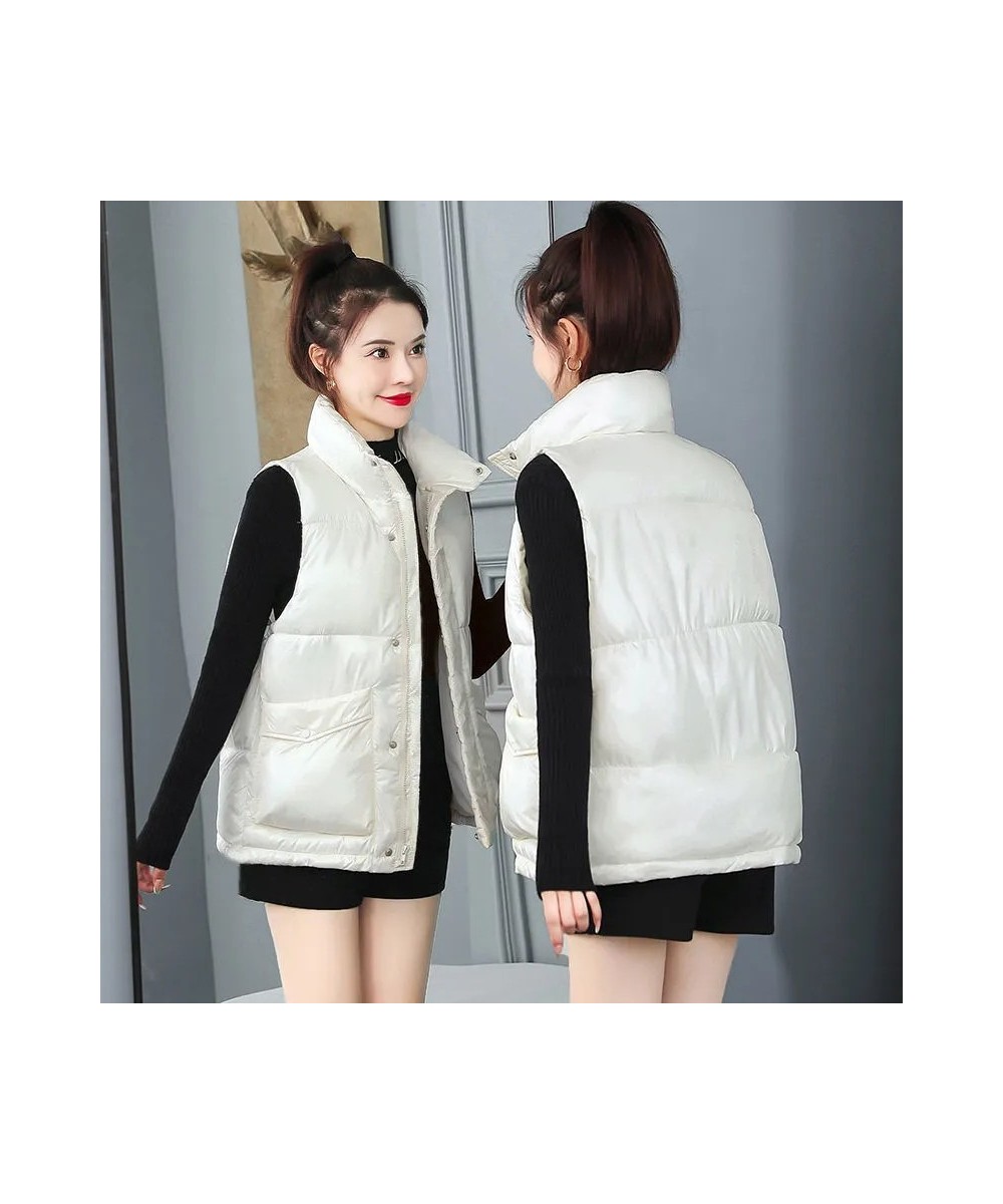 Women's Down Cotton Coat Vest 2023 New Korean Version Loose Outer Wear All-Match Stand-Up Collar Vest Sleeveless Jacket Femal...