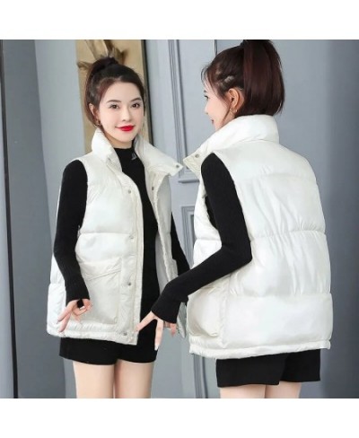 Women's Down Cotton Coat Vest 2023 New Korean Version Loose Outer Wear All-Match Stand-Up Collar Vest Sleeveless Jacket Femal...