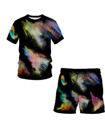 Splash tie dyeing 3D Printed Men T Shirt Shorts Set Men's Tracksuit 2 Piece Set Sportswear Spring Summer Plus Size Male Suit ...