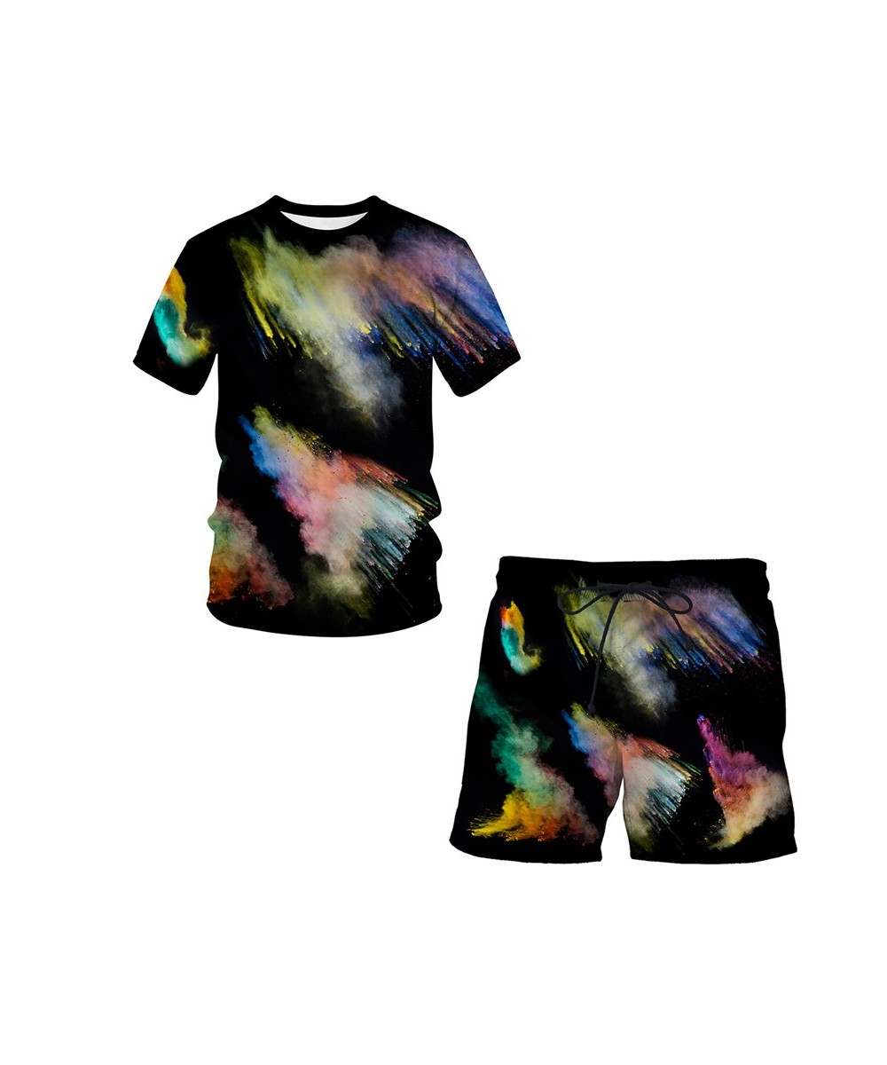 Splash tie dyeing 3D Printed Men T Shirt Shorts Set Men's Tracksuit 2 Piece Set Sportswear Spring Summer Plus Size Male Suit ...