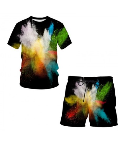 Splash tie dyeing 3D Printed Men T Shirt Shorts Set Men's Tracksuit 2 Piece Set Sportswear Spring Summer Plus Size Male Suit ...