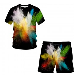 Splash tie dyeing 3D Printed Men T Shirt Shorts Set Men's Tracksuit 2 Piece Set Sportswear Spring Summer Plus Size Male Suit ...