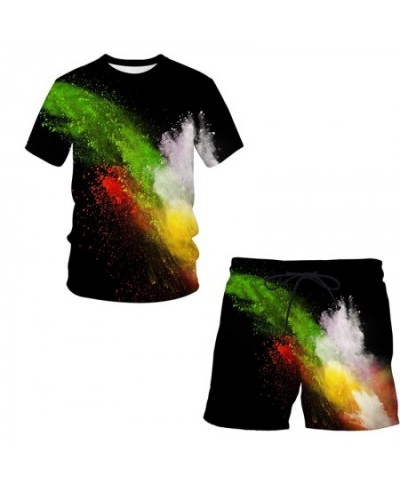 Splash tie dyeing 3D Printed Men T Shirt Shorts Set Men's Tracksuit 2 Piece Set Sportswear Spring Summer Plus Size Male Suit ...