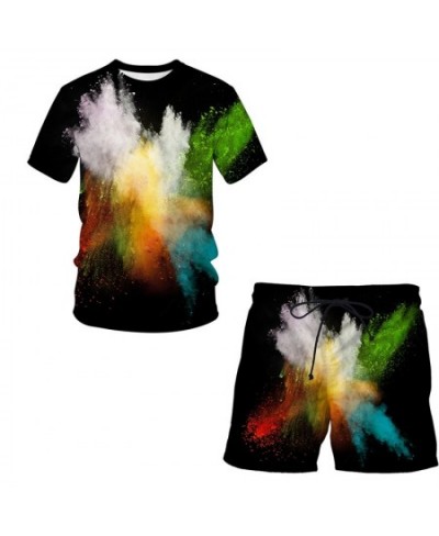 Splash tie dyeing 3D Printed Men T Shirt Shorts Set Men's Tracksuit 2 Piece Set Sportswear Spring Summer Plus Size Male Suit ...