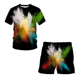 Splash tie dyeing 3D Printed Men T Shirt Shorts Set Men's Tracksuit 2 Piece Set Sportswear Spring Summer Plus Size Male Suit ...