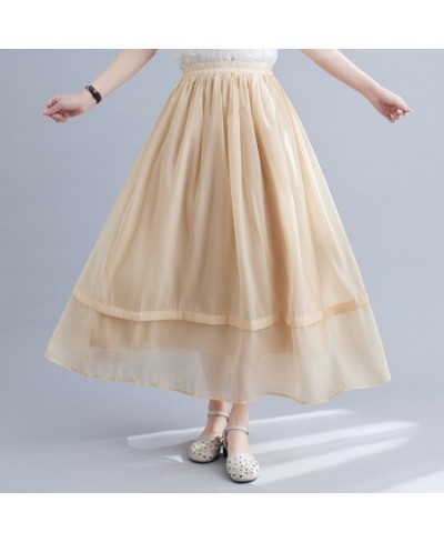 2023 Double-Layer Ruffle Thin Light Loose Summer Skirts Office Lady Work Skirts Fashion Women Casual Midi Skirts $37.64 - Skirts