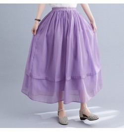 2023 Double-Layer Ruffle Thin Light Loose Summer Skirts Office Lady Work Skirts Fashion Women Casual Midi Skirts $37.64 - Skirts