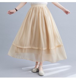 2023 Double-Layer Ruffle Thin Light Loose Summer Skirts Office Lady Work Skirts Fashion Women Casual Midi Skirts $37.64 - Skirts