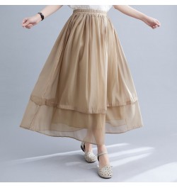 2023 Double-Layer Ruffle Thin Light Loose Summer Skirts Office Lady Work Skirts Fashion Women Casual Midi Skirts $37.64 - Skirts