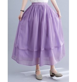 2023 Double-Layer Ruffle Thin Light Loose Summer Skirts Office Lady Work Skirts Fashion Women Casual Midi Skirts $37.64 - Skirts