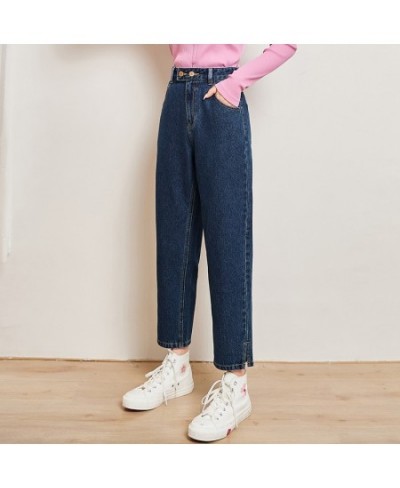 Jeans Women Slit 2023 Early Autumn New Tapered Cropped Trousers Hong Kong Style Girls Cotton Pants $63.71 - Jeans