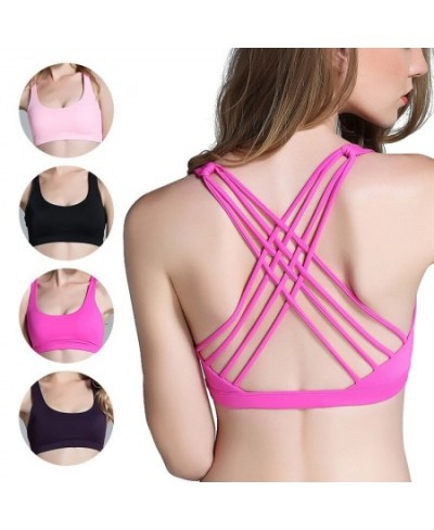 Fitness Sports Bra For Women Push Up Solid Cross Back Bra Running Gym Training Workout Femme Padded Underwear Crop Tops Femal...