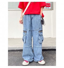 Y2k European and American retro design loose jeans female zipper multi-pocket street trend old loose jeans men and women ins ...