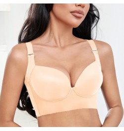 Deep Cup Bra Push Up Bras for Women Plus Size Hide Incorporated Full Back Coverage Lingerie Back Fat Shaper Bra 34-50 $31.34 ...