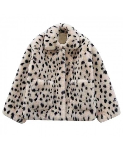 2022 Winter Leopard Furry Coats Womens Loose Warm Faux Rabbit Fur Fabric Lady Jackets Plush Coat Women Korean Fashion $66.09 ...